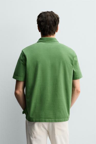WASHED REGULAR FIT POLO SHIRT - Green by Zara - Image 2