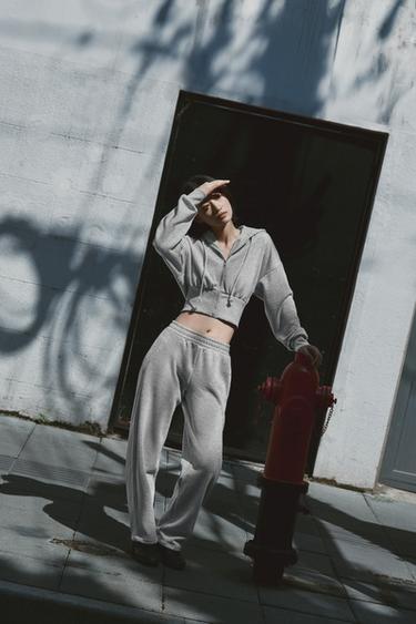METALLIC THREAD FLEECE TROUSERS - Grey marl by Zara