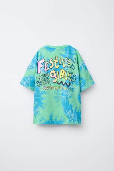 TIE-DYE SLOGAN T-SHIRT - Multicoloured by Zara - Image 1