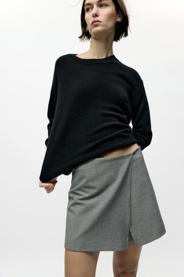 HOUNDSTOOTH SKORT - Black / White by Zara