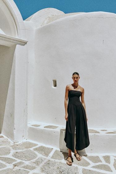 STRAIGHT NECKLINE MIDI JUMPSUIT - Black by Zara - Image 8