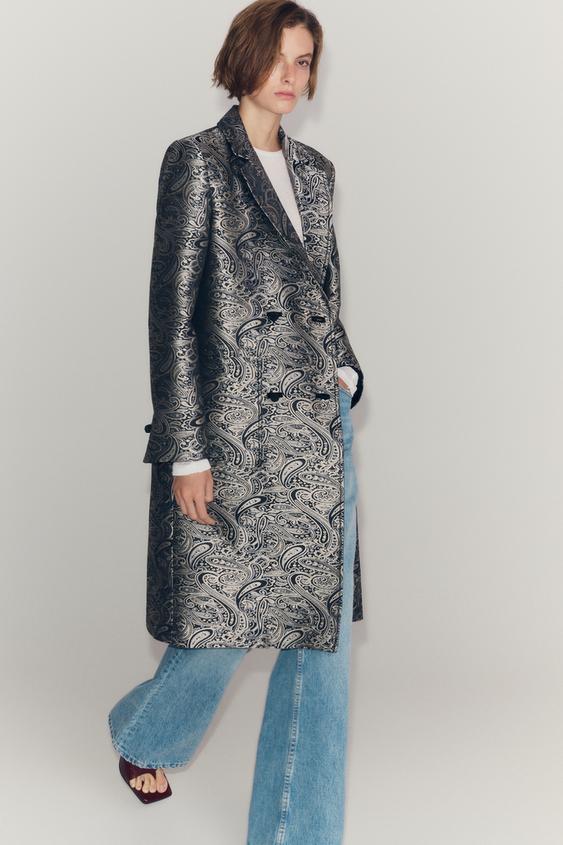 MANTEAU JACQUARD ZW COLLECTION - Gris de Zara - Image 7