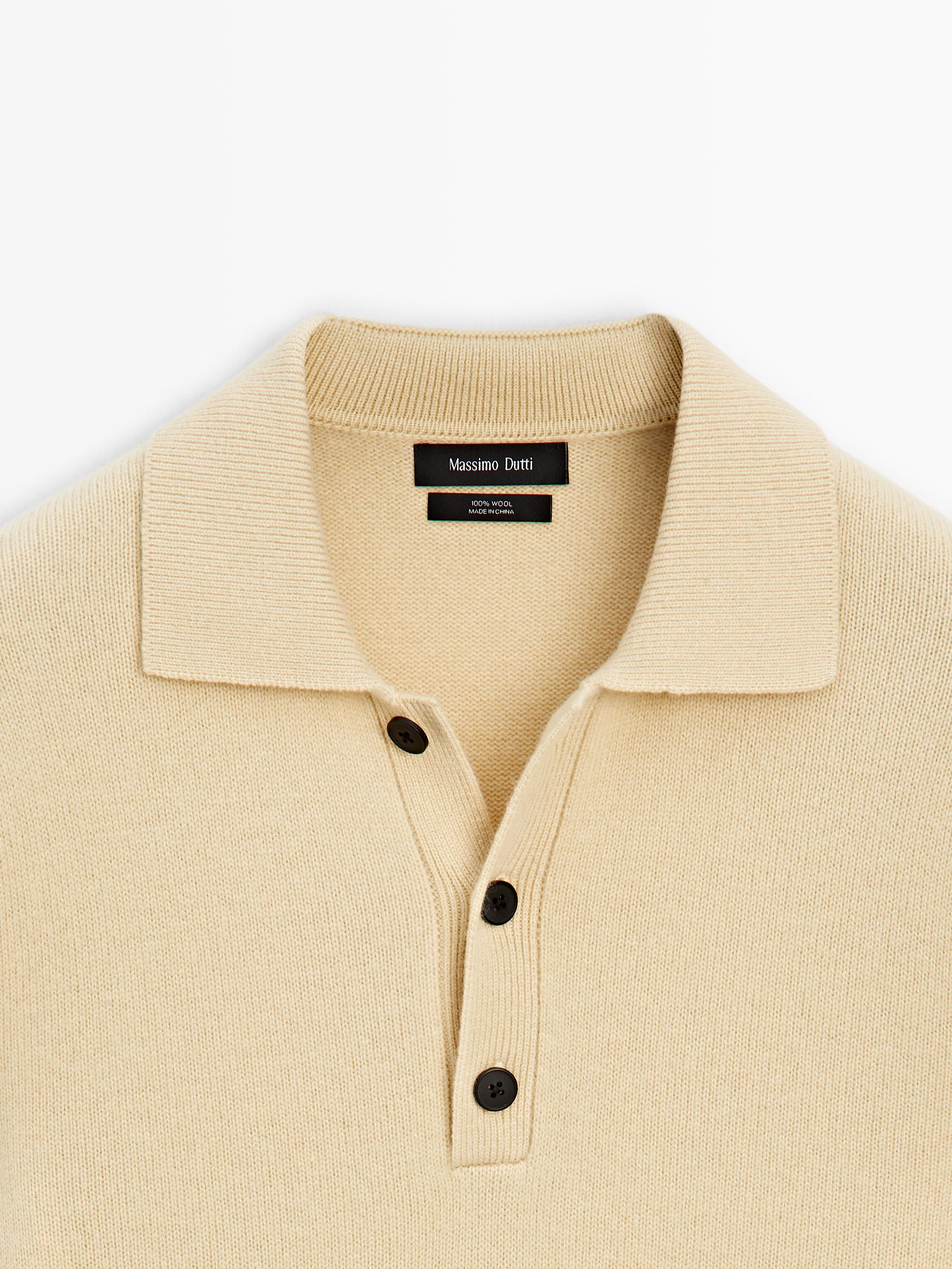 Pull polo en maille 100 % laine