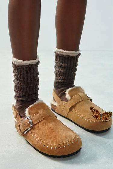 ZOCCOLI IN PELLE FODERATI - Beige di Zara