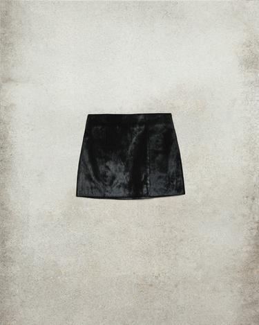 LUDOVIC DE SAINT SERNIN x ZARA 퍼 트리밍 레더 미니 스커트 - Zara 블랙