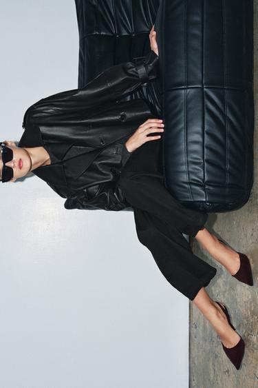 БАРХАТИСТЫЕ ТУФЛИ НА ВЫСОКОМ КАБЛУКЕ — Бордово-красный от Zara