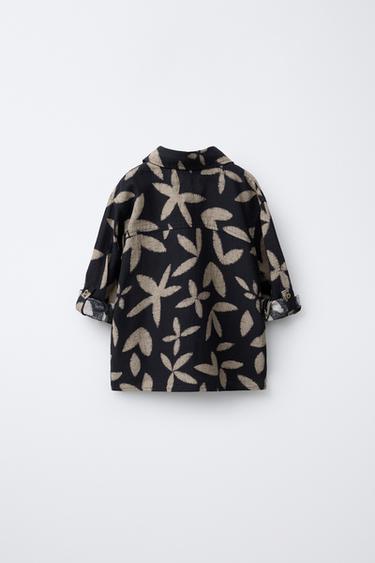 LEAF PRINT SHIRT - Black / Ecru by Zara - Image 2