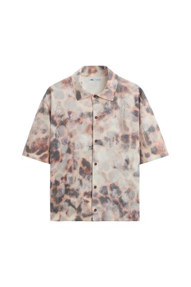 ABSTRACT PRINT KNIT SHIRT