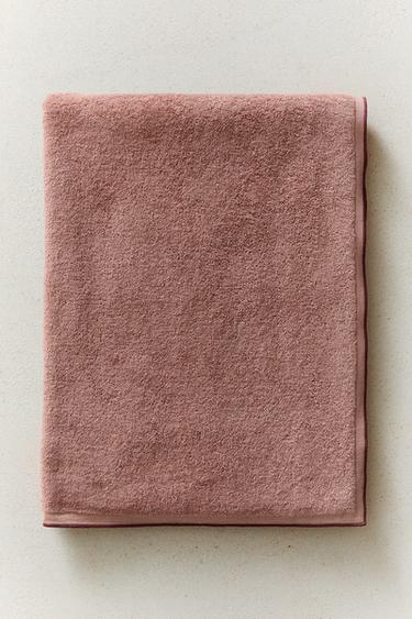 SERVIETTE DE BAIN COTON OVERLOCK - Rose pâle de Zara