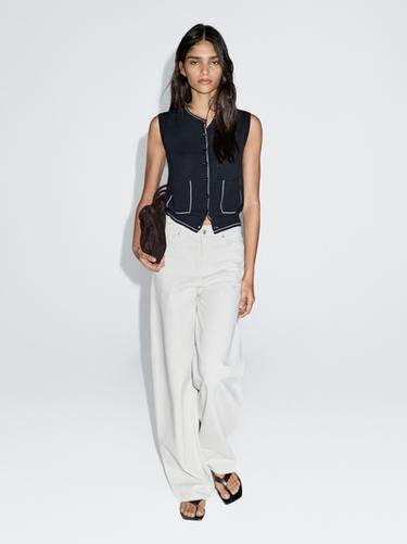 Zara Knit vest with pocket details - Blue