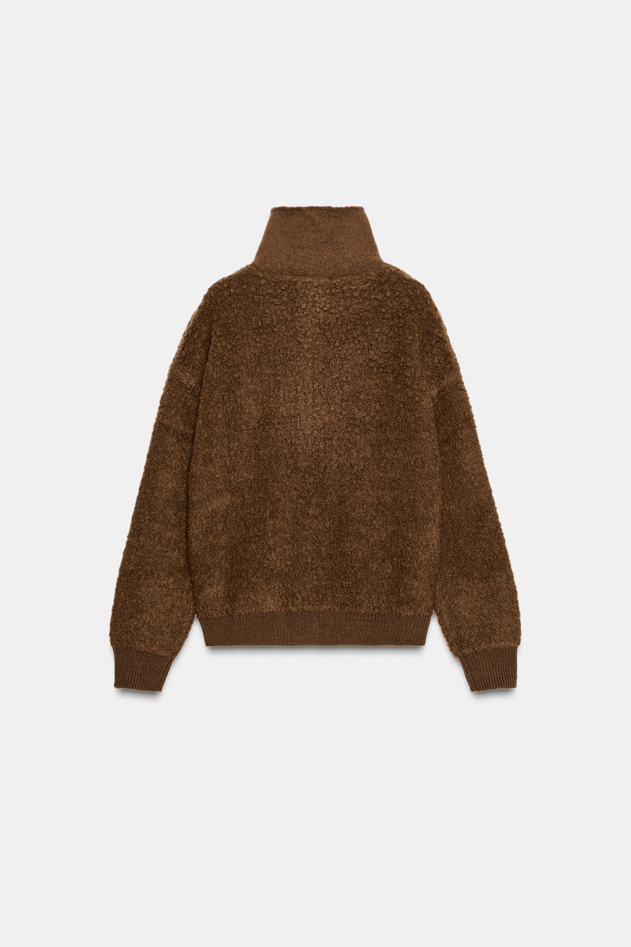 100% BOUCLÉ WOOL BOMBER JACKET - Chocolate | ZARA United States