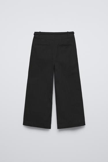 PANTALON FLUIDE À CEINTURE - Noir de Zara - Image 1