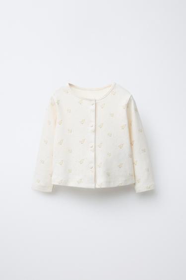 POINTELLE PRINT BODYSUIT AND CARDIGAN SET - Oyster-white by Zara - Image 3