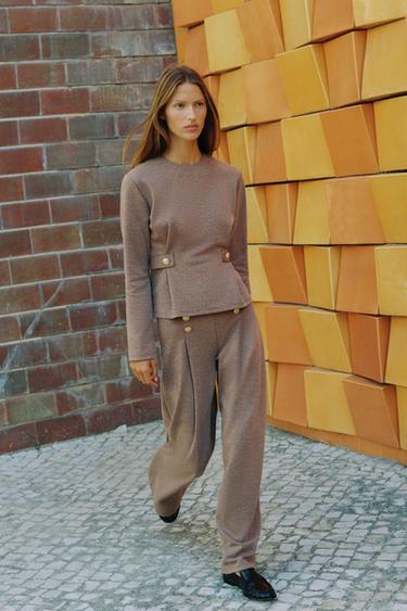 TWILL TROUSERS WITH BUTTONS - Light brown by Zara