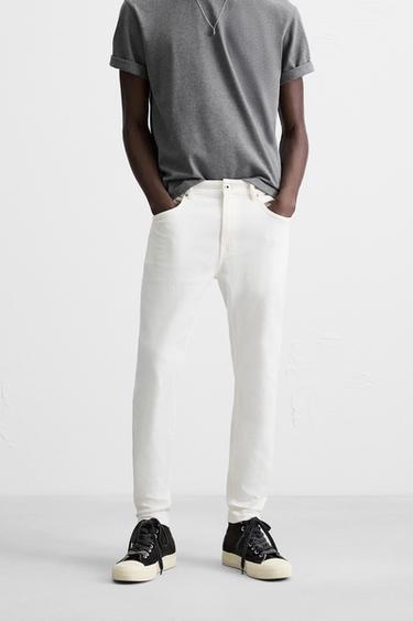 CROPPED SKINNY FIT JEANS - Oyster-white by Zara