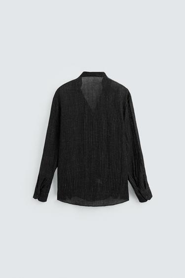 SEMI-SHEER TEXTURED SHIRT - Black by Zara - Image 6