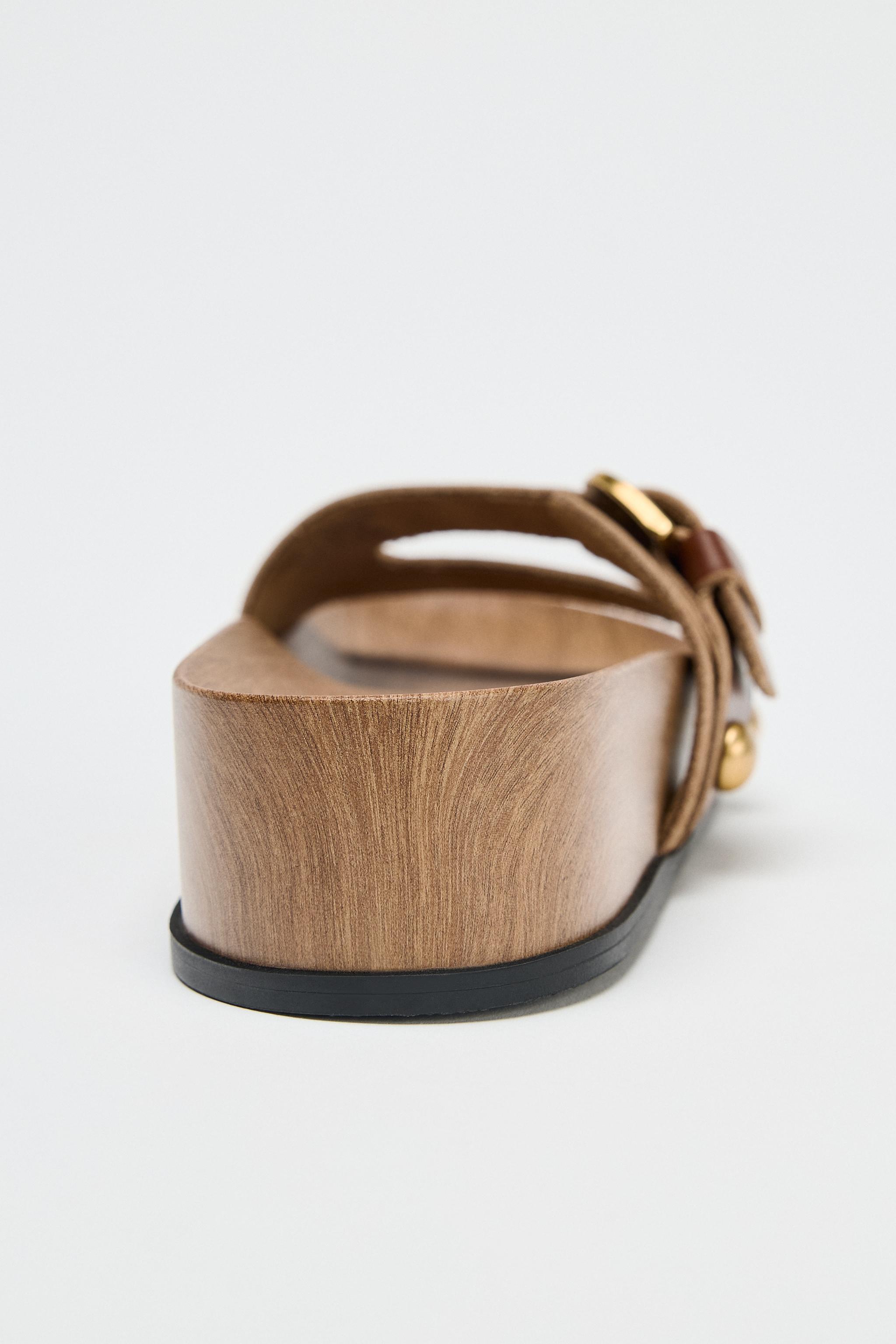 スペイン発送 ZARA レザーストラップ プラットフォームサンダル zara プラットフォームサンダル - メルカリ