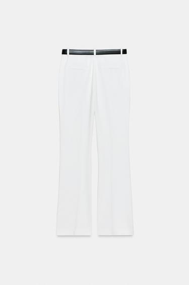 PANTALON DROIT AVEC CEINTURE - Écru de Zara - Image 8