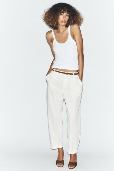 БРЮКИ ЧИНОС С ПЛЕТЕНЫМ РЕМНЕМ — ЭКРЮ от Zara