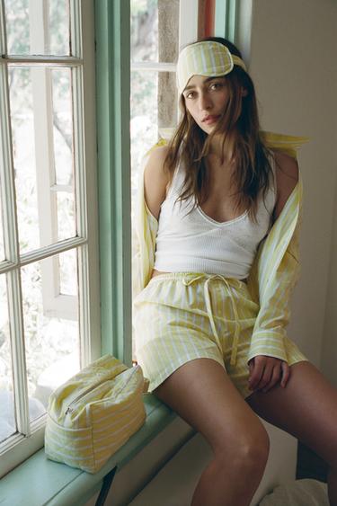 STRIPED PYJAMA BERMUDA SHORTS - Yellow by Zara