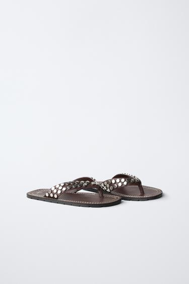 STUDDED SANDALS — Brown 2