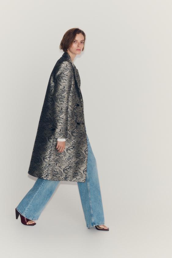 MANTEAU JACQUARD ZW COLLECTION - Gris de Zara - Image 6