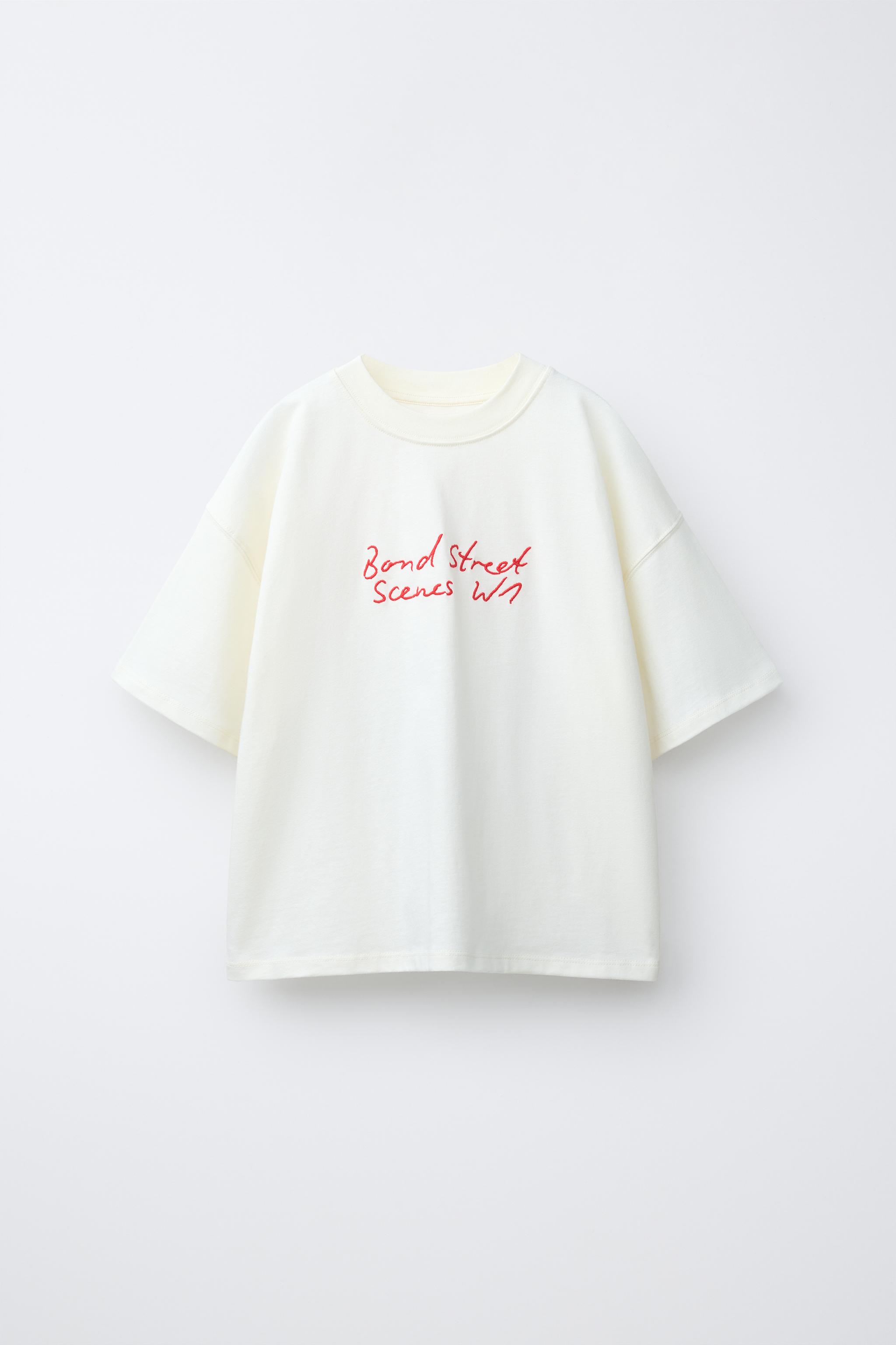 SLOGAN AND PRINT T-SHIRT — Ecru