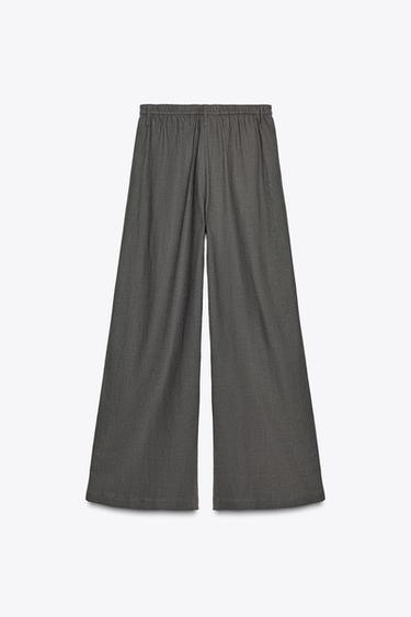 HOSE MIT LEINEN - Dunkelgrau von Zara