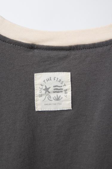 CHECKERBOARD JOGGING T-SHIRT AND BERMUDA SHORTS SET - Anthracite grey by Zara - Image 2