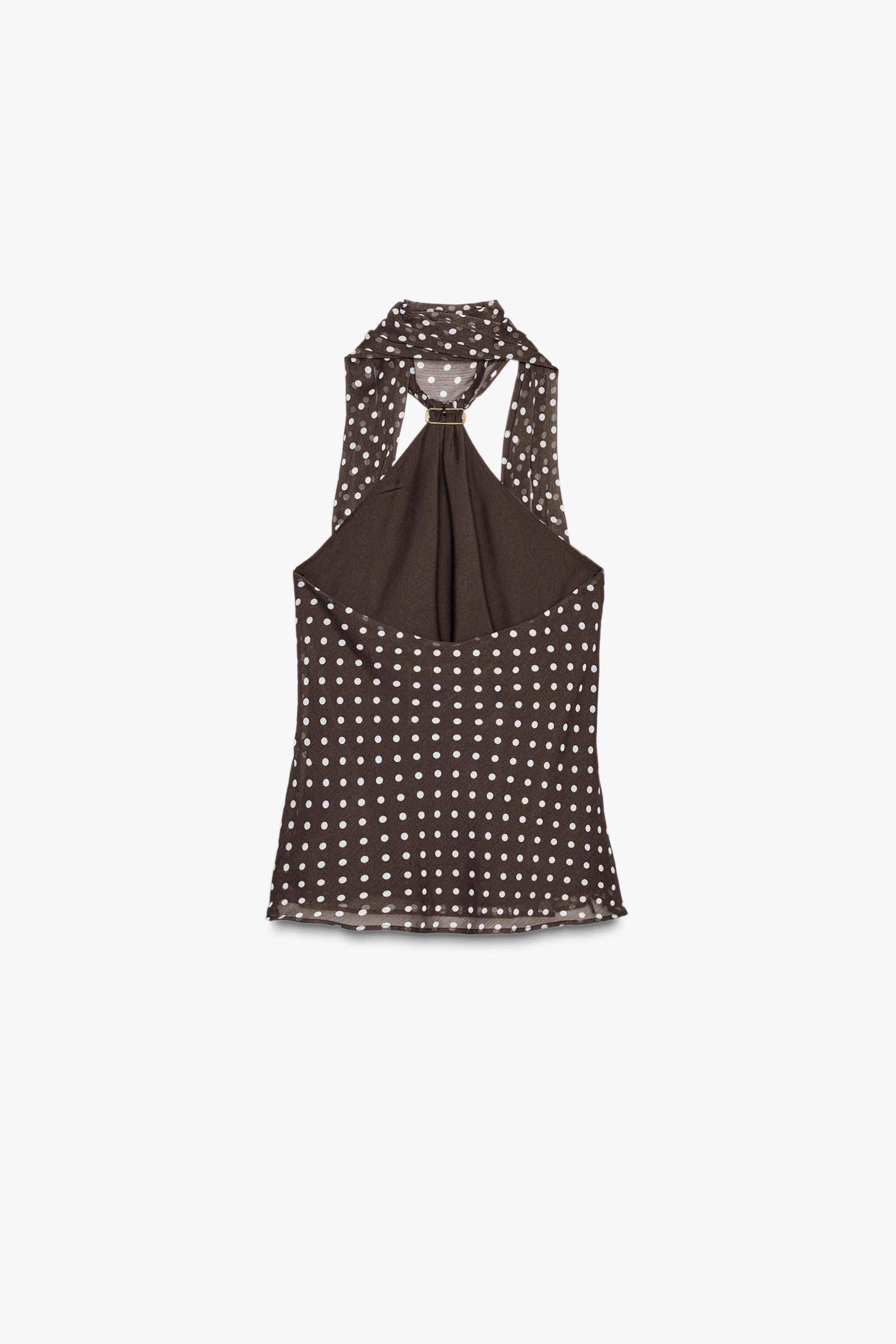 ラダー ZARA kare POLKA DOT HALTER JUMPSUIT - Ecru / Brown | ZARA United States