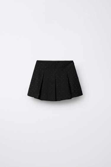 تنورة برمودا بكسرات وستراس - أسود الخاص بـ Zara - صورة 0