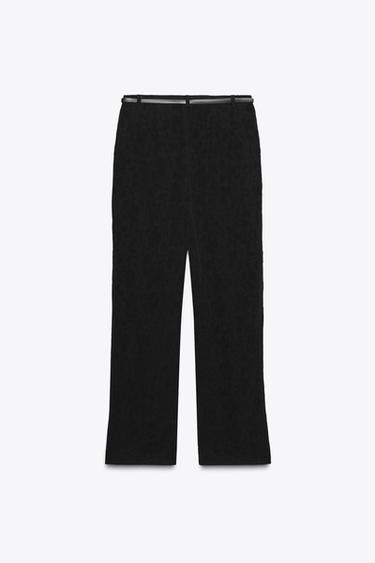 JACQUARD TROUSERS WITH CHAIN BELT - Black by Zara - Image 5