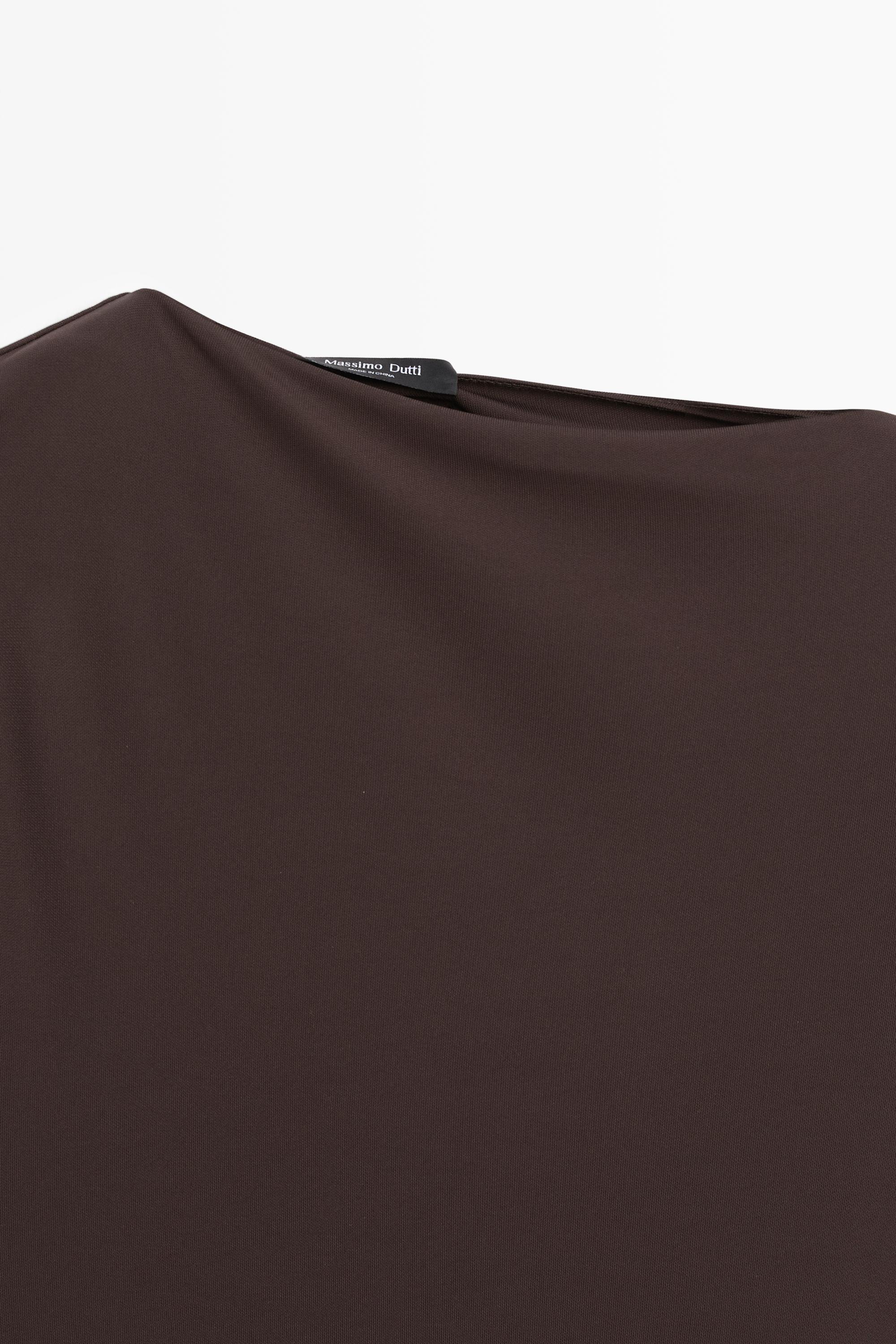 Asymmetric ruched midi dress