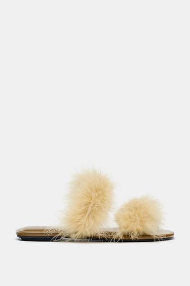 SANDALES BRIDES PLUMES - Jaune de Zara - Image 4