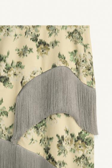 LIMITED EDITION FLORAL FRINGED SKIRT - Printed by Zara - Image 7