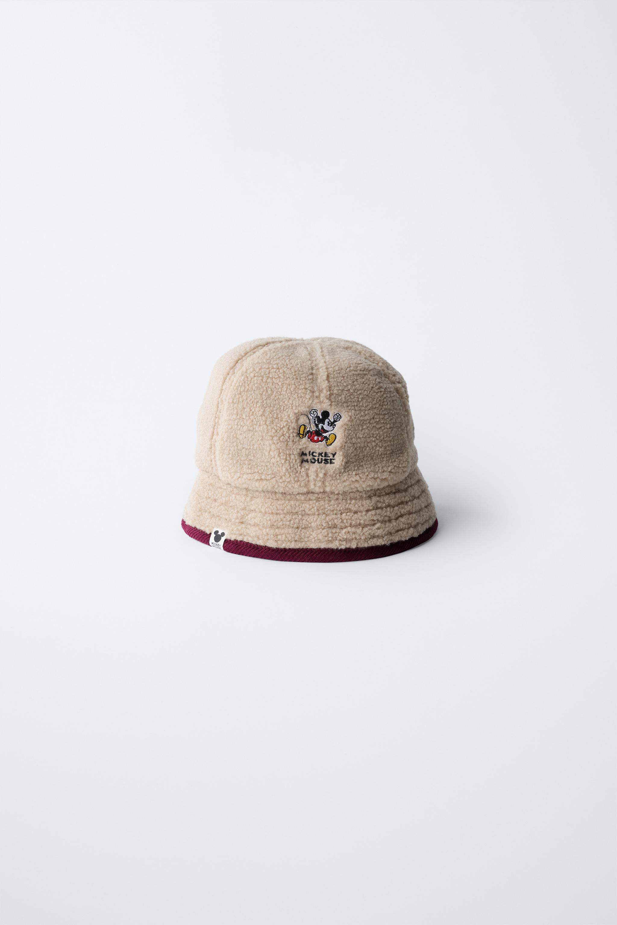 MICKEY MOUSE © DISNEY EMBROIDERED FAUX SHEARLING HAT - Sand | ZARA