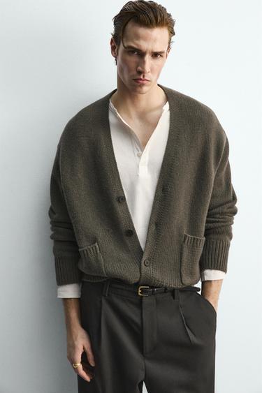 CÁRDIGAN LANA - CASHMERE LIMITED EDITION - Khaki de Zara