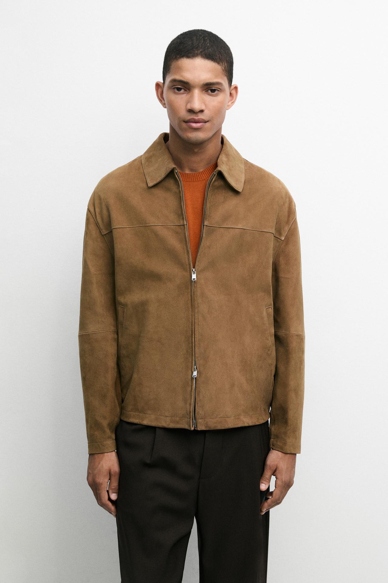 Suede leather jacket — Light beige
