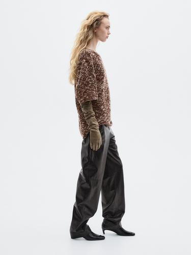 Zara Wide-leg nappa leather trousers - LIMITED - Black
