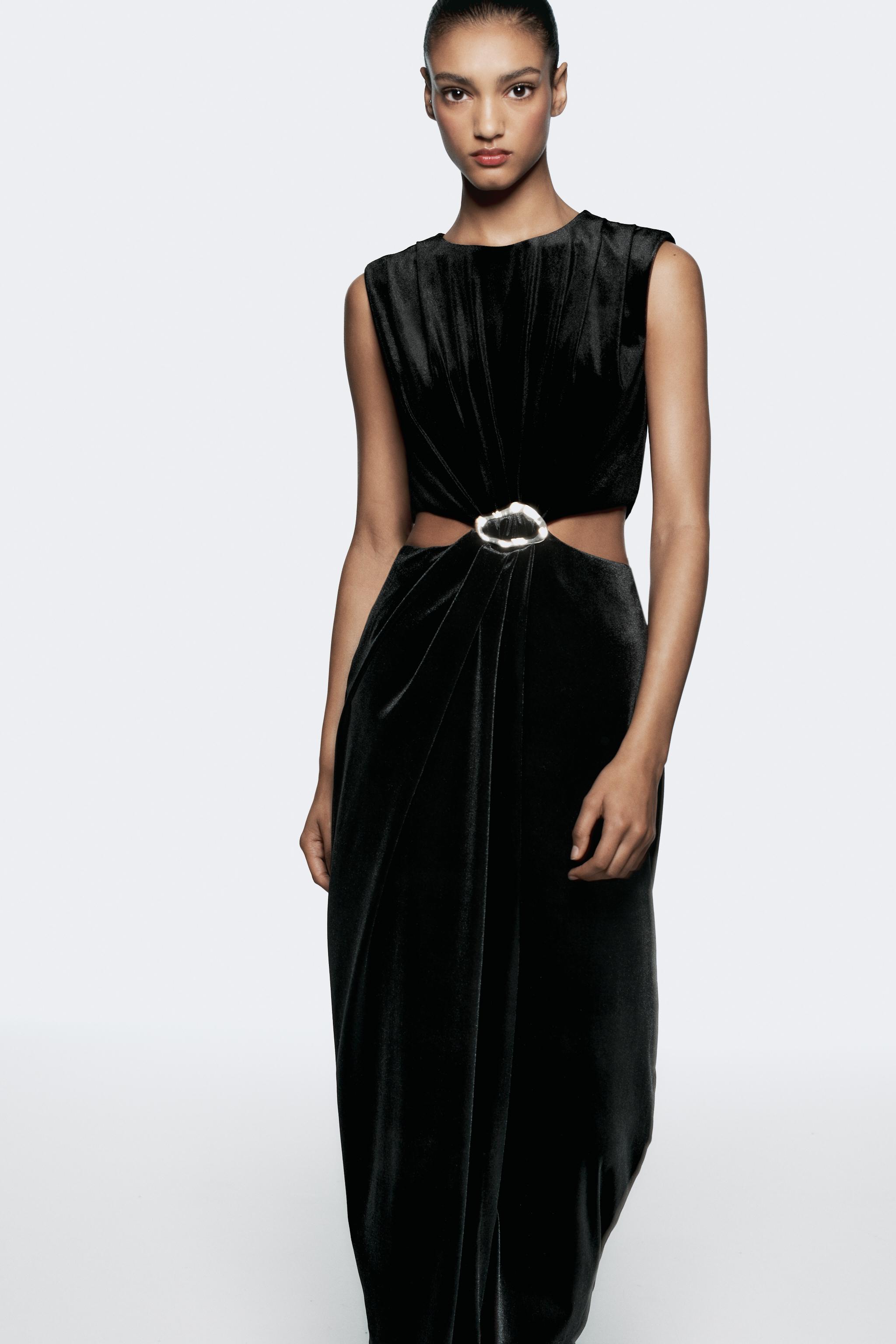 ZARA CHAIN VELVET hotsell DRESS BLACK