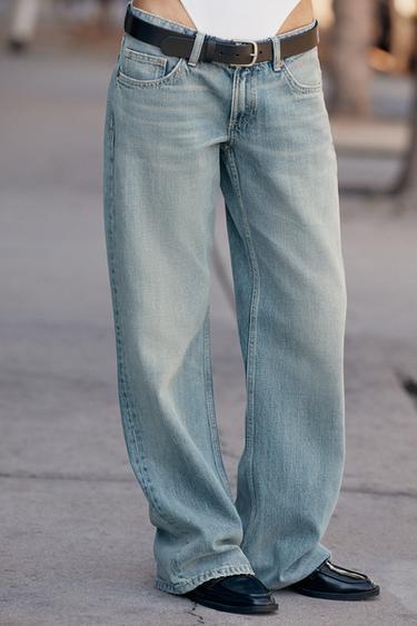 TRF WIDE-LEG LOW-RISE JEANS - Blue / Grey by Zara