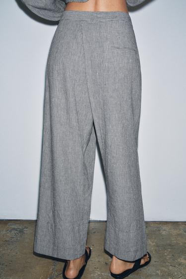 PANTALON PAREO PIED-DE-POULE ZW COLLECTION - Bleu / Blanc de Zara - Image 2