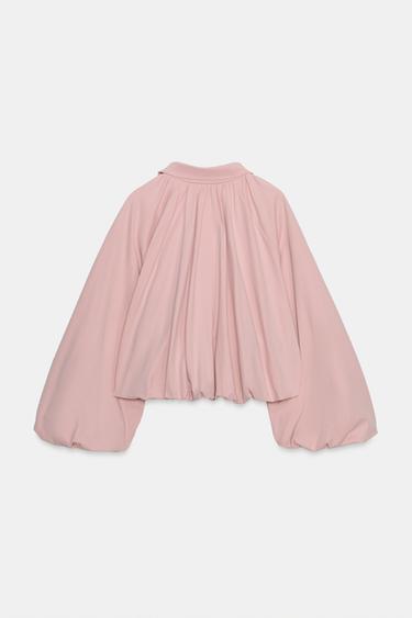 VESTE BOMBER À MANCHES BALLON - Rose craie de Zara - Image 6