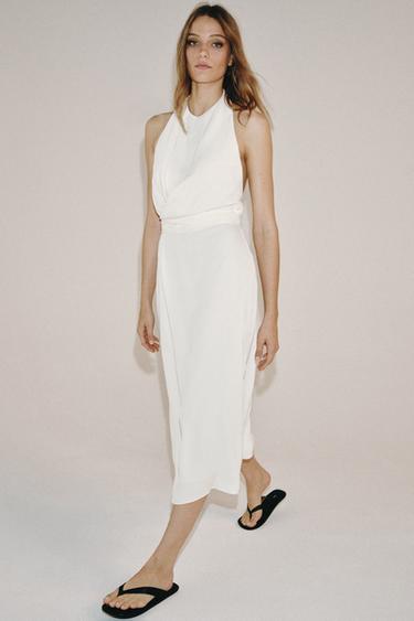 ZW COLLECTION FLOWING HALTER DRESS - Oyster-white by Zara - Image 5