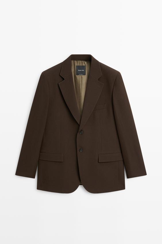 Zara Fluid wool blend total look blazer - Dark brown - Image 0
