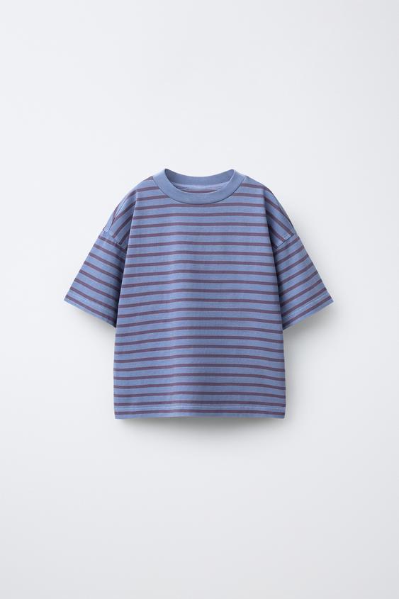 STRIPED T-SHIRT - Light blue by Zara - Image 0
