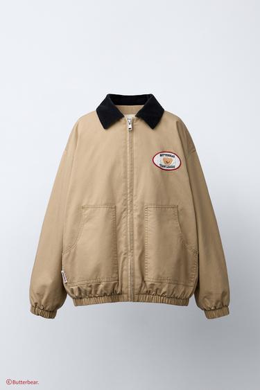 Zara BUTTERBEAR © 燈芯絨領飛行員外套 - 棕色