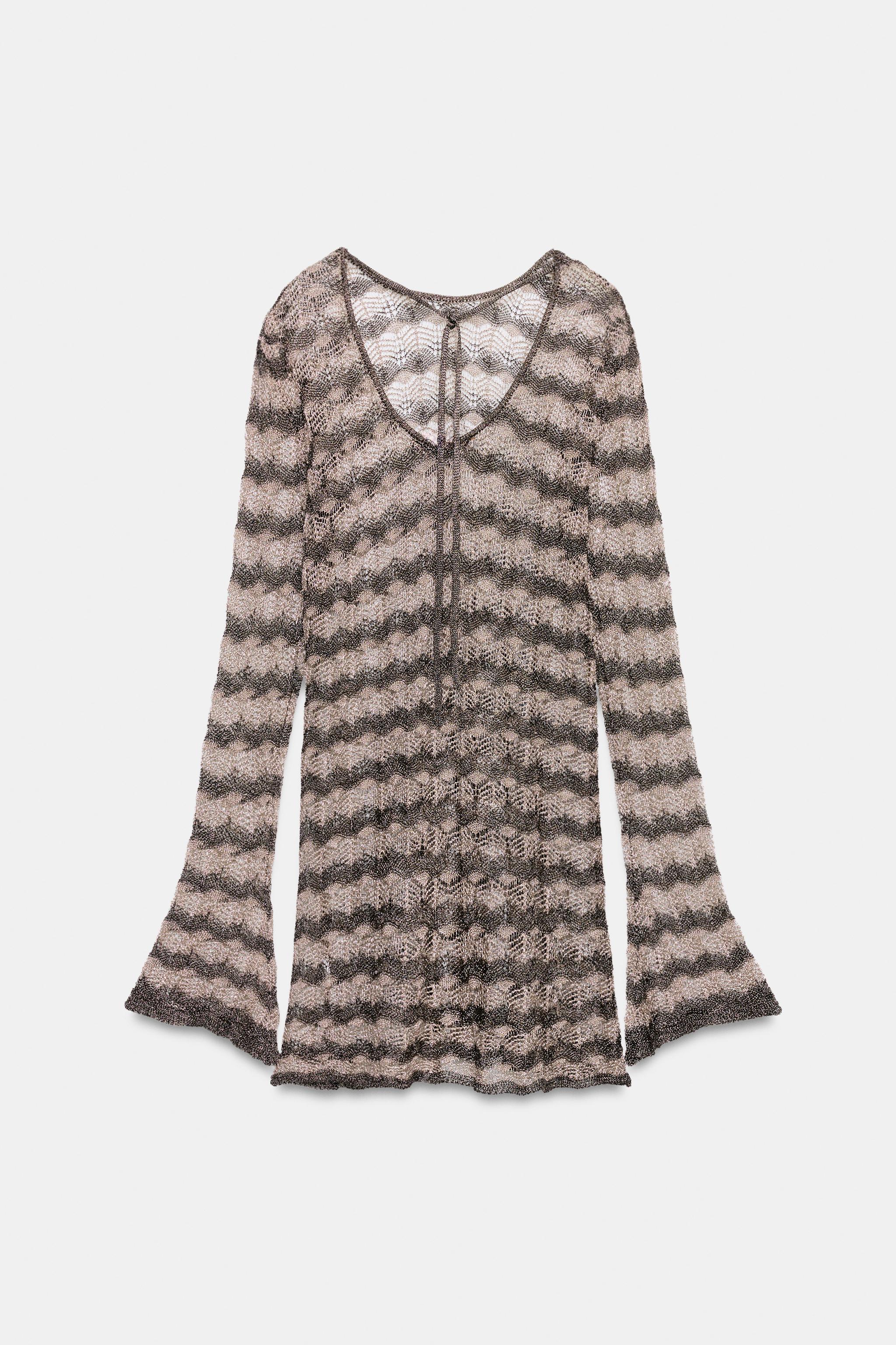 ROBE COURTE EN MAILLE AJOURÉE À FIL MÉTALLISÉ
