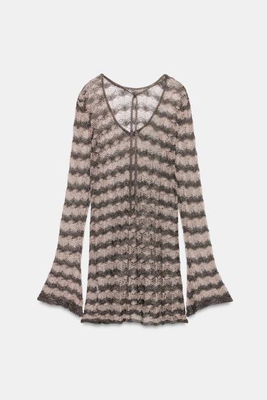 METALLIC THREAD CUTWORK KNIT MINI DRESS - striped by Zara - Image 6