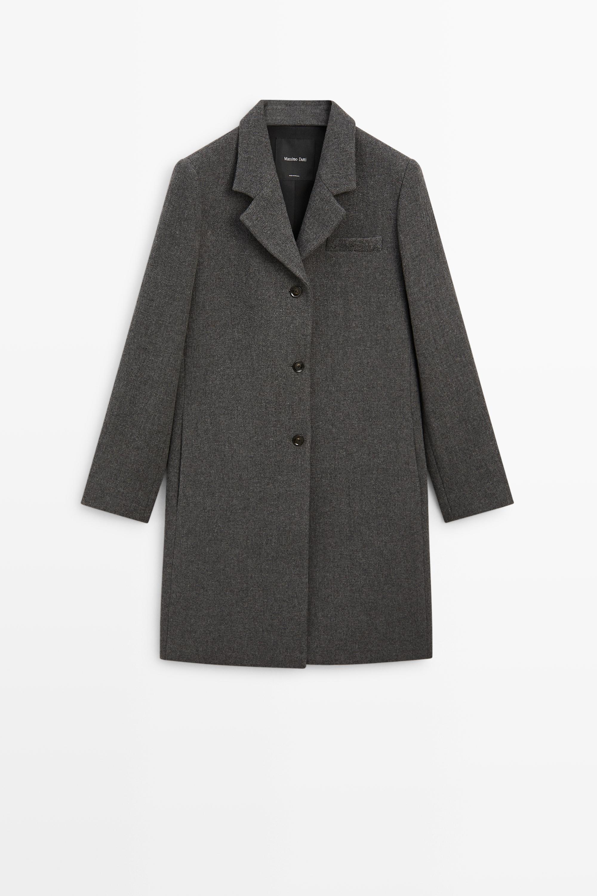 Manteau en tissu bouclé mélangé de laine